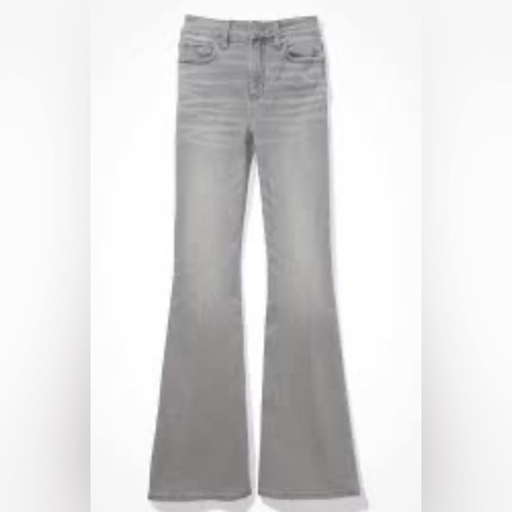 American Eagle Outfitters Women's Light Gray Next Level Stretch Flare Jeans 8S - Picture 11 of 11